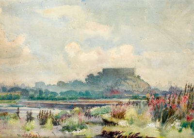 Une vue lointaine du château de Nottingham au coucher du soleil - Walter Bonner Gash